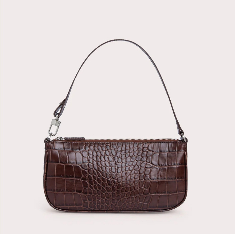 By Far Rachel Nutella Croc Embossed Leather Bag